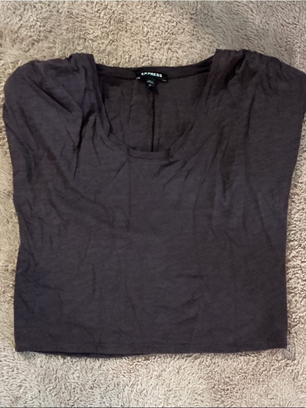 Express Women’s burgundy Scoop Neck Short Sleeve w/ shoulder pads Tee